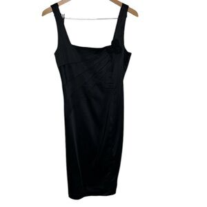Calvin Klein Rosette Pleated Elegant Black Sleeveless Dress Women Size 10
